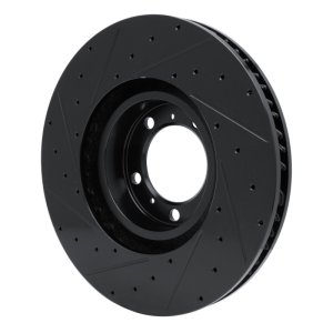 Audi RS e-Tron GT Brake Rotor (1) - Right Front - R1 Concepts - Drilled & Slotted - Black - `10-`24